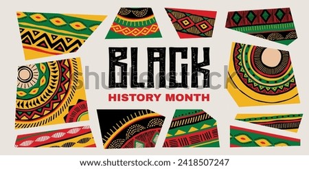 Black history month design. Concept illustration, African patterns, banner, background