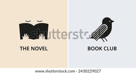 Minimalist Book, reading and writing logo. Minimal modern style book symbols and icons. Vector concept design