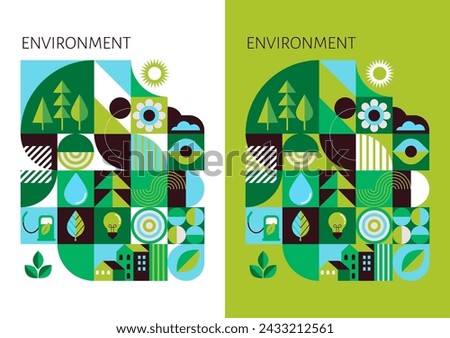 Environment, ecology, Earth day concept design. Banner, poster, abstract background in modern geometric style. Vector illustration