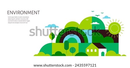 Environment, ecology, Earth day concept design. Banner, poster, abstract background in modern geometric style. Vector illustration