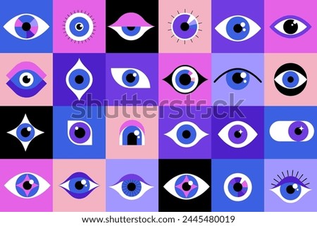 Collection of eyes logos, symbols and icons. Concept vector illustration