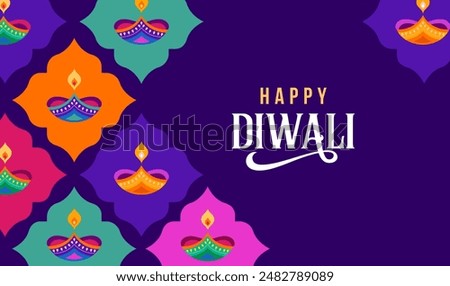 Diwali festival poster, Diwali Sale banner, Diwali background design with lights, peacock, lanterns, candles and flowers. Vector illustration