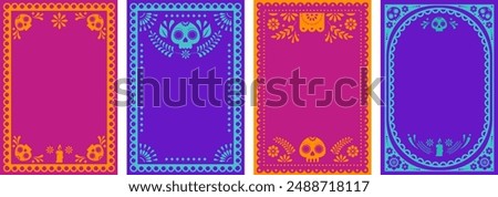 Mexican Frames collection. Wedding, Cinco de Mayo, Fiesta, Dia De Los Muertas, Day of the dead, Mexican holiday. Vector vertical banner, cards design