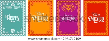 Mexican Fiesta, Mexican Menu restaurant, Cinco de Mayo invitation. Collection of vector cards design. Colorful printable illustrations