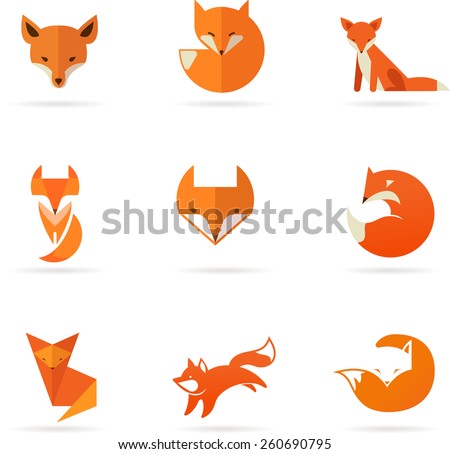 Fox signs, illustrations and elements. collection of vector icons