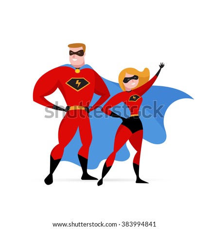 Super Hero Couple - Woman And Man Stock Vector Illustration 383994841 ...