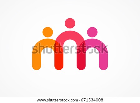 People, community, creative hub, social connection icons and logo set