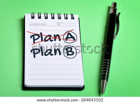 Plan A Plan B word writing on notebook