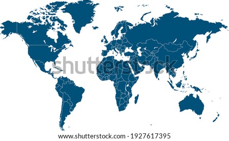 World map color vector modern. Silhouette map.