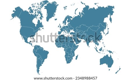 World map. Silhouette map. Color modern vector