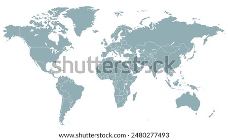 World map. Modern grey vector map. Silhouette map