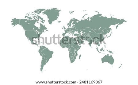 World map. Modern grey vector map. Silhouette map.