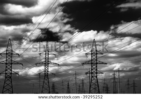 Strong energy. Dark style photo of high voltage electric line