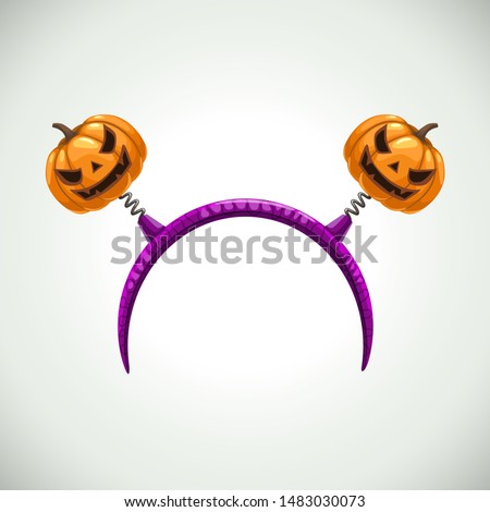 Hairband with pumpkins, head band decor. Vector Halloween costume element.