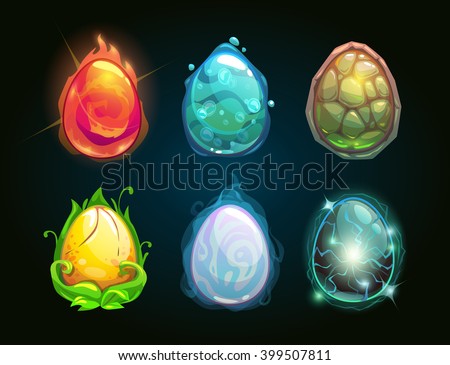 Element icons, dragon eggs set, vector illustration