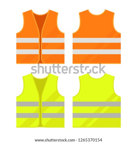 Orange, yellow reflective safety vest. Vector, isolated.