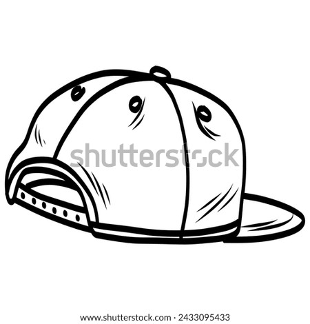 Snapback Hat Cap Backward Doodle Drawing Vector Illustration