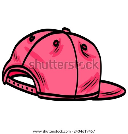 Pink Hat Snapback Cap Backward Doodle Drawing Vector Illustration