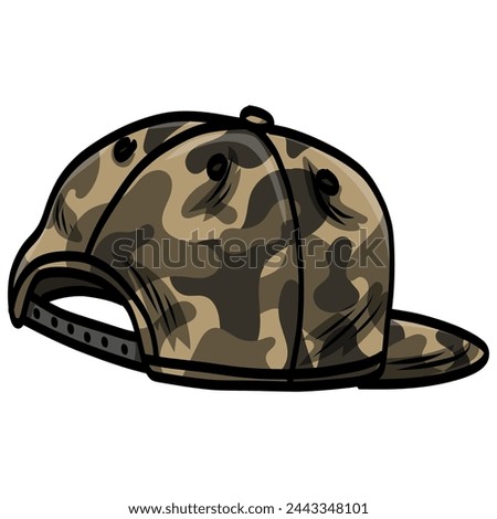 Camo Hat Snapback Camouflage Cap Backward Vector Illustration