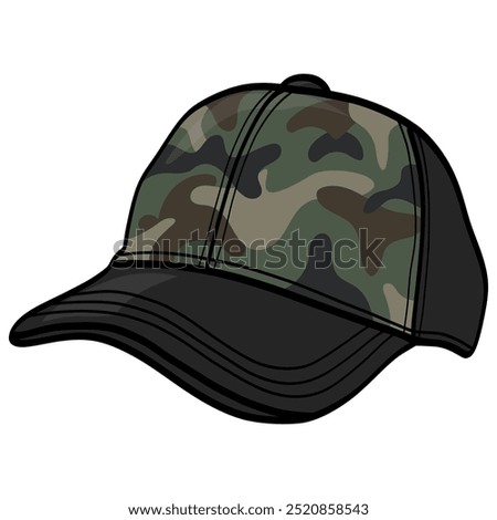 Camo Hat Trucker Camouflage Military Cap Vector Illustration