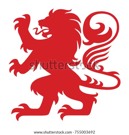 Red Heraldry Lion Logo Mascot Vector