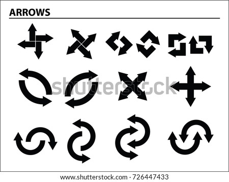 Set of flat and black infographics arrows.