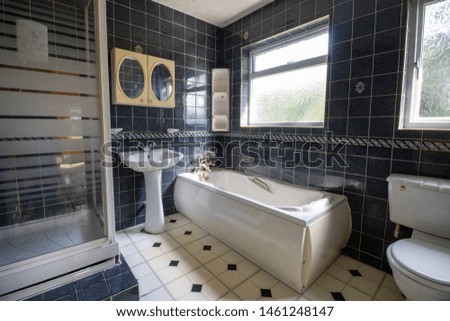 Similar – Image, Stock Photo Old style bathroom corner with ceramic tiles.