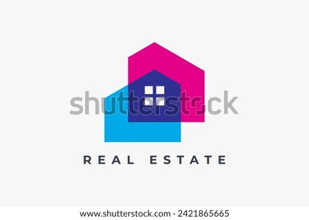 Minimalist Building logo design. Modern Real Estate symbol Intersect Geometric Shape Style usable for Architecture, real estate, apartment, house, home, construction residential, property Logotype.