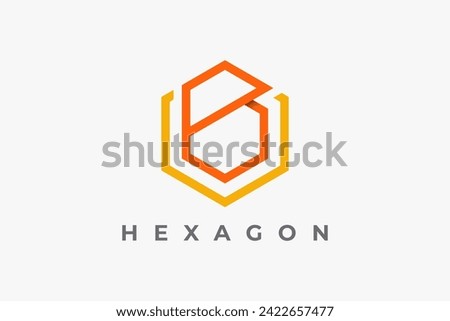 Isolated Letter B on Hexagon Outline. Modern Logo Usable for Business, Company, Corporate, Branding, Identity, that related with Initial B, tech, marketing, tech, finance. Creative Idea, Icon Template