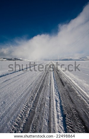 snow and ice on road