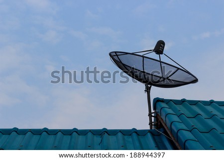 The Satellite dish on the roof of house
