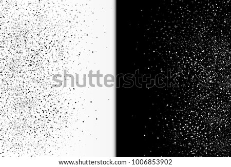 Stars dust scattered glitter and comet in galaxy snow winter two tone abstract background in half vertical Black and white distress template