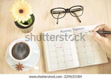Businessman table Monthly planner