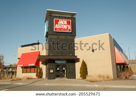DARTMOUTH, CANADA - MARCH 19, 2014: Jack Astor\'s Bar and Grill. Jack Astor\'s Bar and Grill is a chain of restaurants in Ontario, Quebec, Alberta, Newfoundland and Labrador, Nova Scotia and New York.