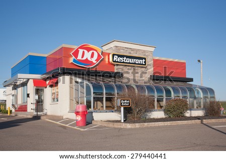STEWIACKE, CANADA - MAY 18, 2015: Dairy Queen, or DQ, is a fast food restaurant chain owned by International Dairy Queen, Inc.