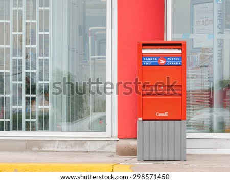 TRURO, CANADA - JULY 21, 2015: Canada Post Corporation is Canada\'s main postal service provider. Canada Post is a crown corporation.