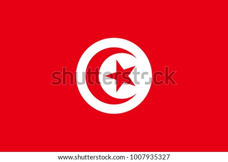 Tunisia flag with official colors and the aspect ratio of 2:3. Flat vector illustration.