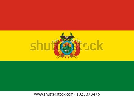 Bolivia flag with official colors and the aspect ratio of 15:22 .Accurate flat vector illustration.