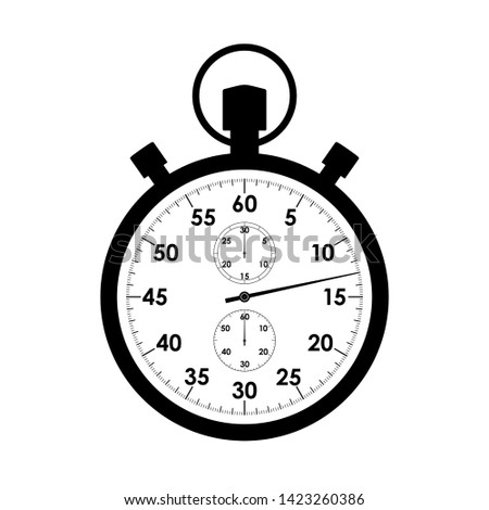 Stopwatch graphic icon. Stopwatch symbol isolated on white  background. Design template closeup. Vector illustration 