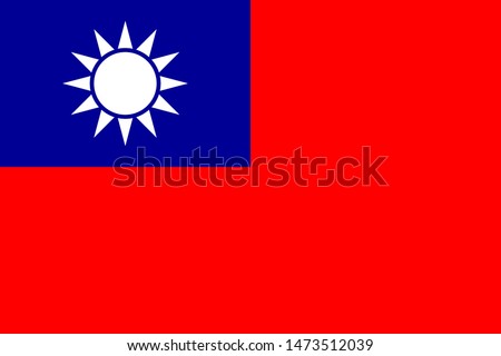 Taiwan flag with official colors and the aspect ratio of 2:3. Republic of China symbol. Vector illustration.