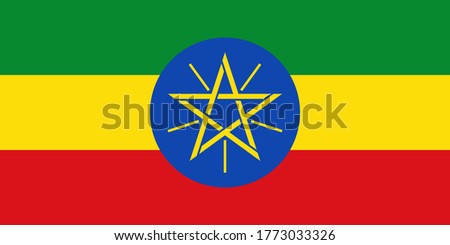 Ethiopia flag with official colors and the aspect ratio of 1:2. Flat vector illustration.