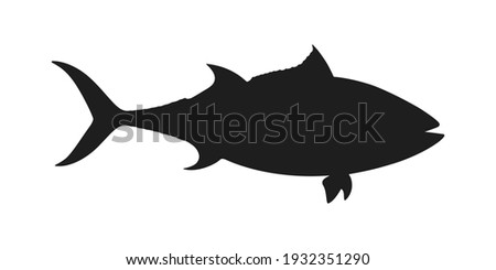 Tuna fish graphic icon. Tuna sign isolated on white background. Symbol sea fish blue tuna. Vector illustration