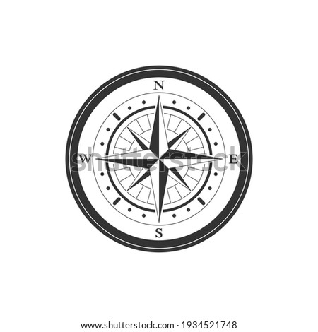 Compass graphic icon. Wind rose sign. Compass vintage symbol isolated on white background. Vector illustration