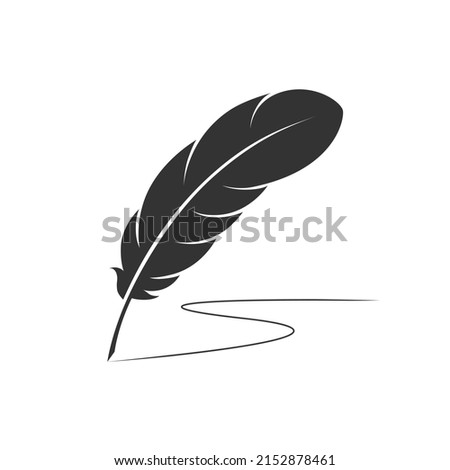 Writer feather graphic icon. Ink feather write sign isolated on white background. Vintage symbol. Vector illustration