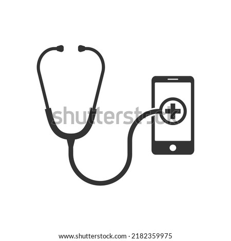 Telemedicine graphic icon. Medical consultation online symbol. Medical care by mobile phone sign isolated on white background. Vector illustration