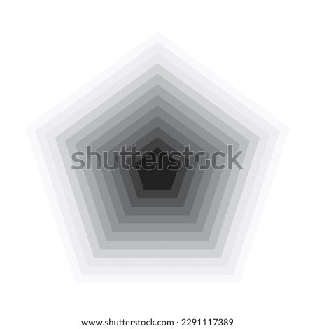 Pentagonal monochrome abstract graphic background. Design element from concentric frames. Vector illustration