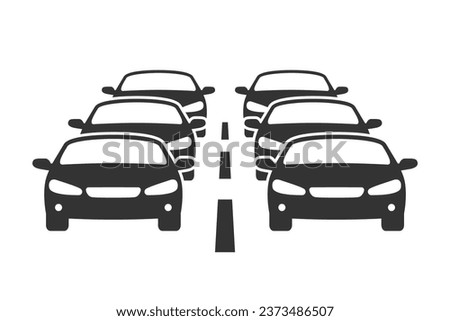 Heavy car traffic graphic icon. Traffic jams symbol. Sign isolated on white background. Vector illustration