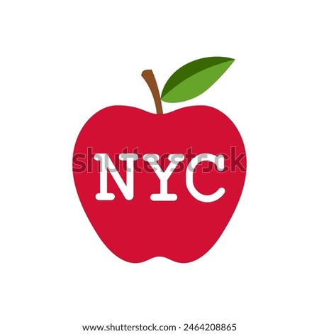 Big Apple symbol of New York. Apple with letters NYC isolated sign on white background. Vector illustration