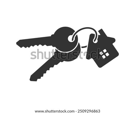 Keychain with keys on the ring graphic icon. Estate keys sign isolated on white background. Vector illustration