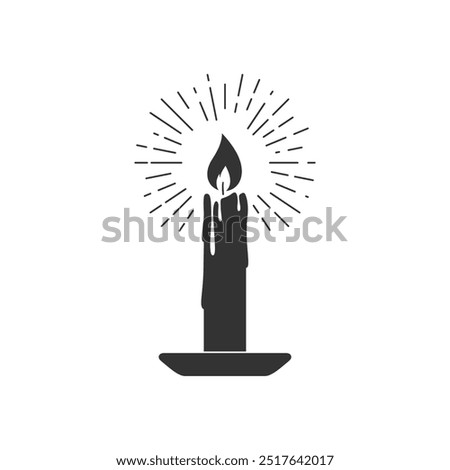 Burning candle graphic icon. Candle sign isolated on white background. Vector illustration